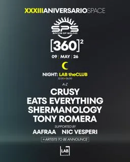33 Aniversario Space [Night] With Crusy, Eats Everything, Shemanology, Tony Romera
